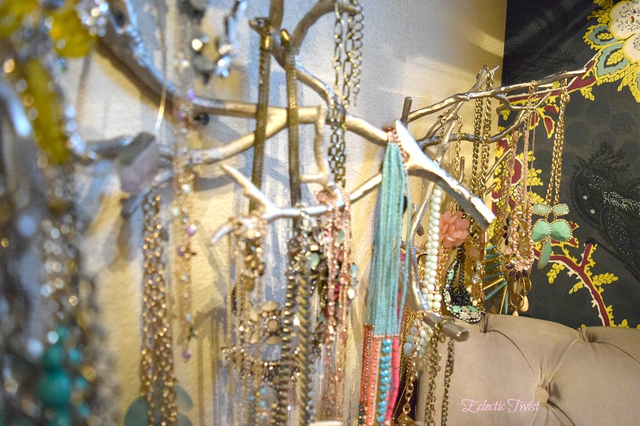 hanging jewelry display diy home decor interior design branch candle