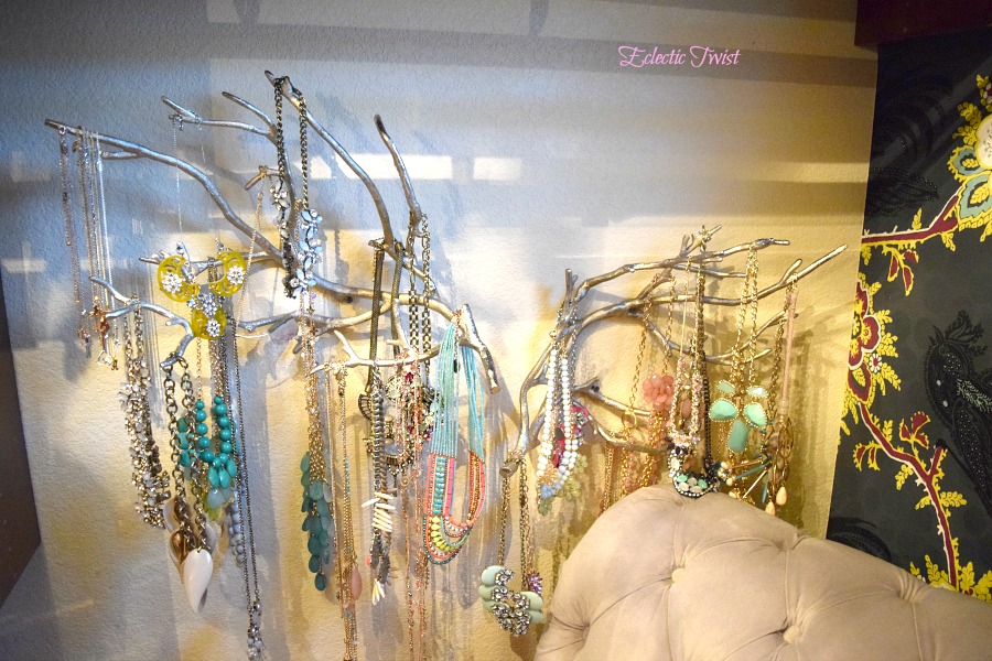 hanging jewelry display diy home decor interior design branch candle